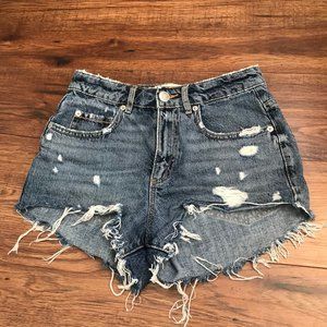 Garage medium dark wash jean shorts